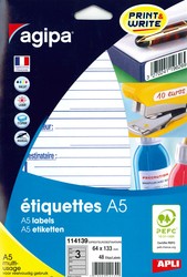 Etui de 48 tiquettes adhsives 'Expdition' - Format 66 x 133 mm - Coins arrondis