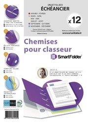 Pack 12 chemises Smartfolder pour classeur - Echancier - Janvier  dcembre