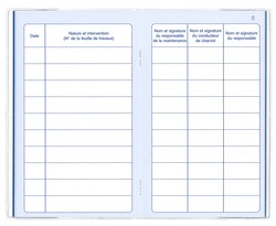 Carnet de maintenance - Appareils de levage et de manutention - Trac