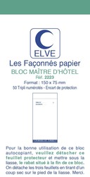 Bloc Matre d'Htel en triplicata - 150 x 75 - Elve 2223