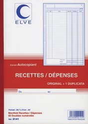 Recettes / Dpenses - Carnet de 50 fiches autocopiantes - Elve 2141