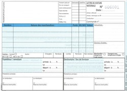 Lettre de voiture nationale pour transporteur routier - Feuillet 3 Destinataire (Bleu)