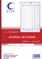 Livre de caisse - Carnet de 50 fiches autocopiantes - Elve 3110