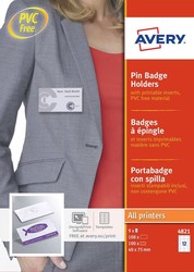 Boite de 100 porte-badges avec pingle - Avery 4821