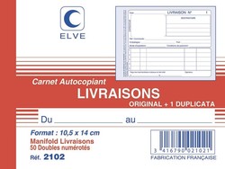 Carnet de 50 bons de livraison en duplicata - Format A6 - 2102