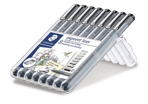 Pochette de 8 stylos feutre Staedtler - Pigment Liner calibré en vente à  Lyon - Papeterie Gouchon