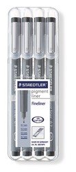 Pochette de 4 stylos feutres Pigment Liner Staedtler - 4 largeurs assorties