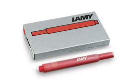 Cartouche d'encre Lamy T10 pour stylos plume - Boite de 5 cartouches rouge