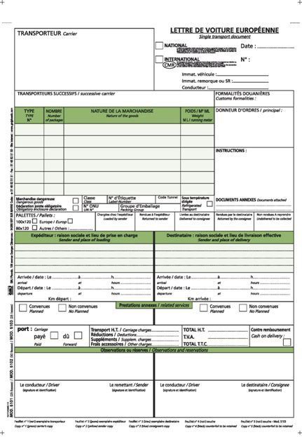 Modèle lettre de voiture