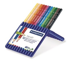 Etui de 12 crayons de couleur Staedtler - Modèle Ergo Soft - Ouvert
