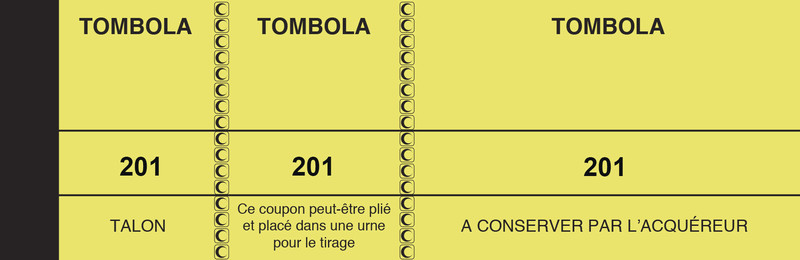 Carnet de 100 tickets numérotés pour tombola - Elve coloris jaune