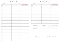 Registre de prsence au Conseil - Trac intrieur