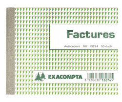 Carnet de 50 factures en double exemplaires - Format A6 - 13274E