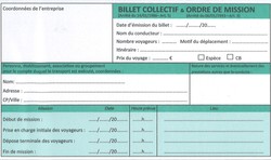 Carnet pour VTC - Billet collectif et Ordre de mission pour transport de personnes