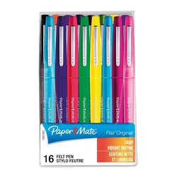 Pochette de 16 stylos feutre couleurs vives - Marque Papermate