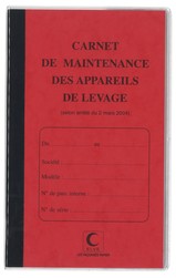 Carnet de maintenance - Appareils de levage et de manutention - Rouge